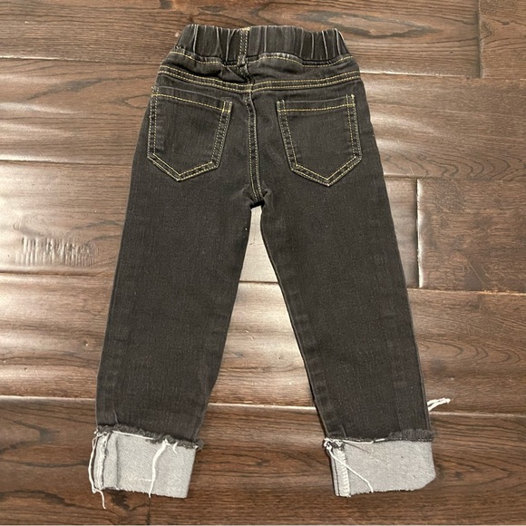 Kids Black Jeans with Snow-girl Embroidered Cuffs Distressed Hem Size 2T - Picture 5 of 6